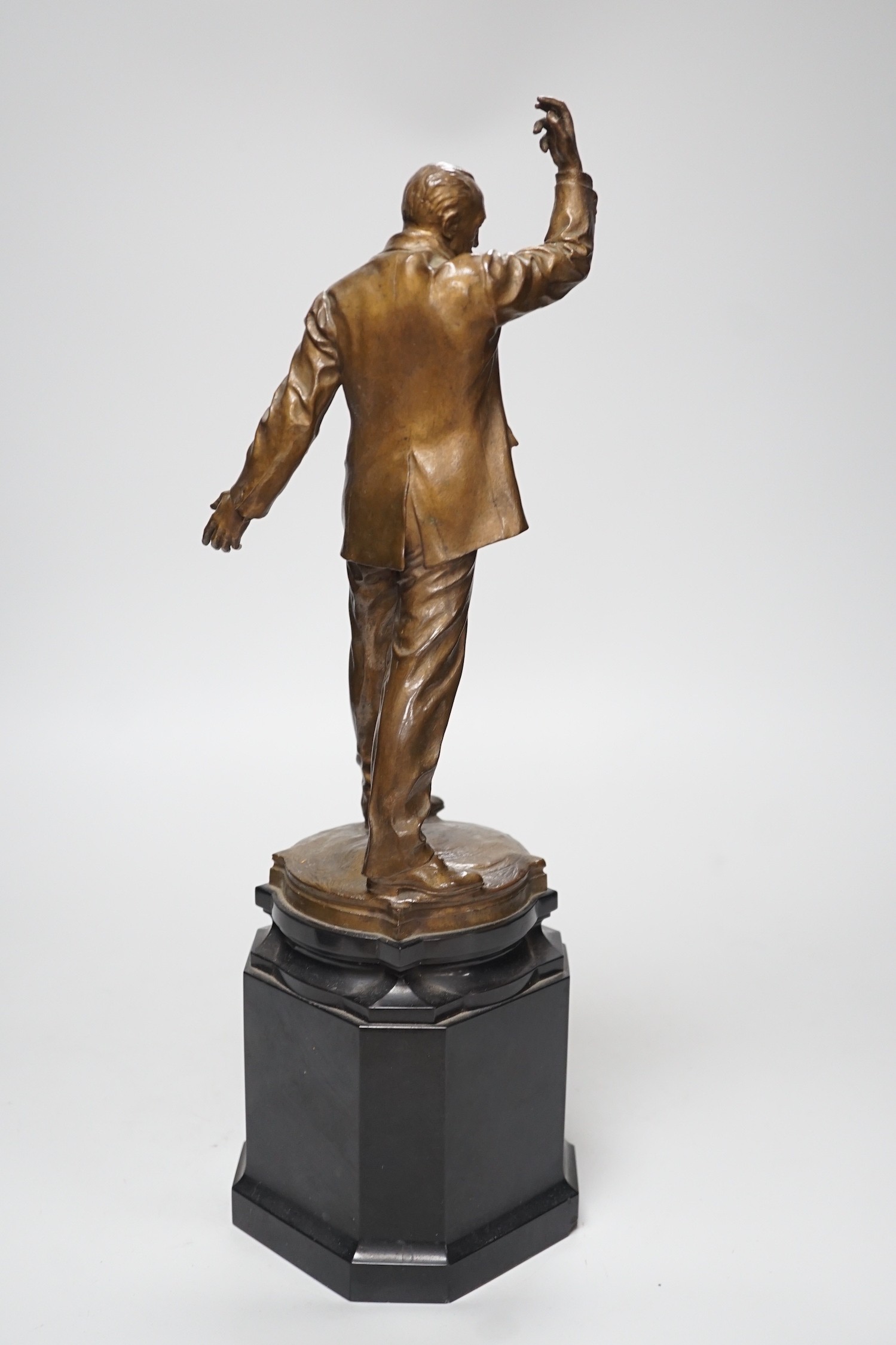 Leonard Stanford Merrifield (b.1880-1943): a bronze figure of Geoffrey Lewis Carson, on marble base, 39cm
